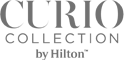 The image shows the logo for "Curio Collection by Hilton."